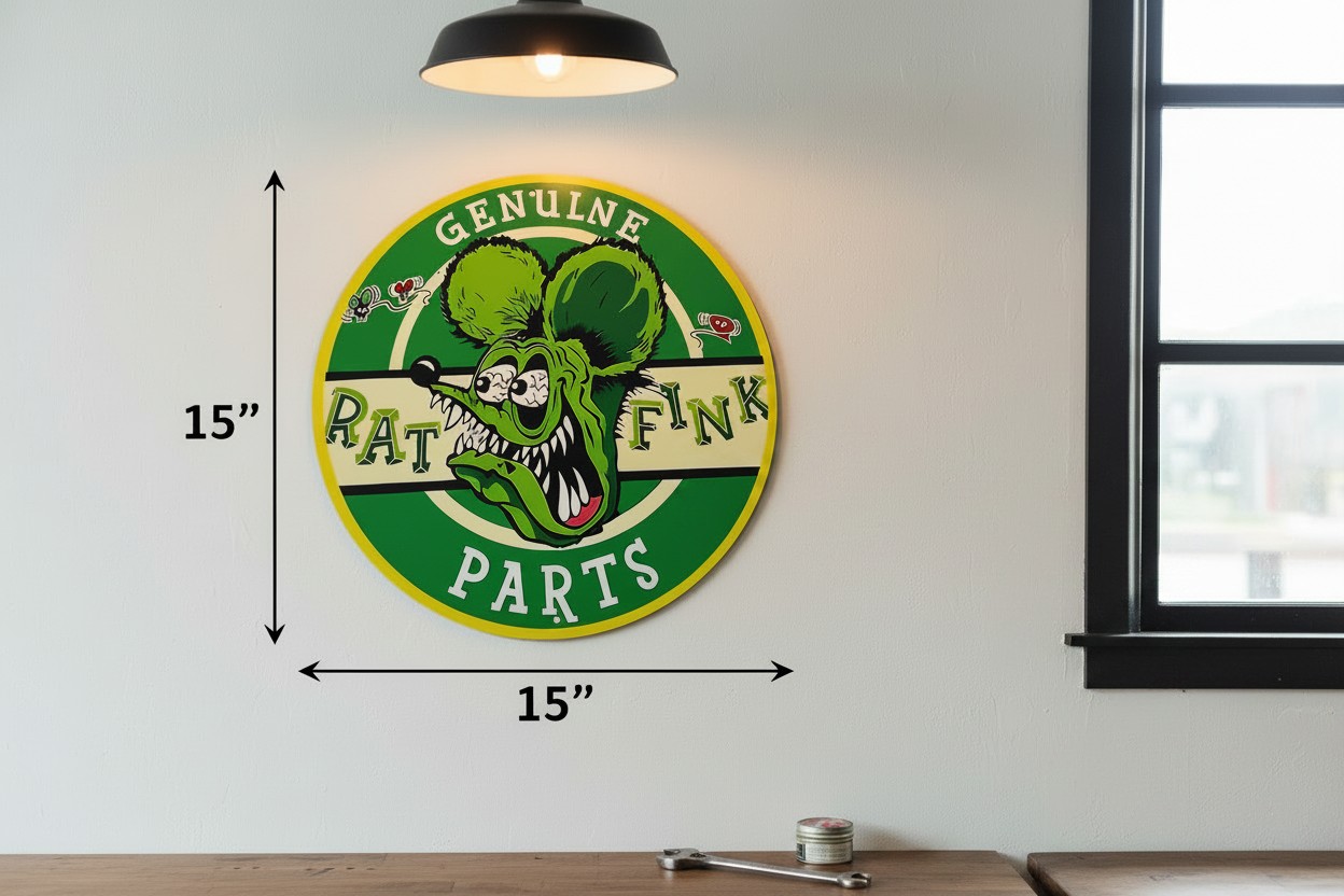 Rat Fink Auto Parts Metal Sign - Image 2